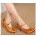 thumbnail image 2 of XIHAHA-zapatos de Baile Estándar para mujer, calzado de satén tostado fresco, tacón alto, suela suave, Moderno, 2 of 4