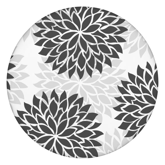 Round Fitted Tablecloth for 38-42 Inch Tables, 44Inch Boho Floral Design with Elastic Edge, Spillproof for Dining Room & Patio Decor