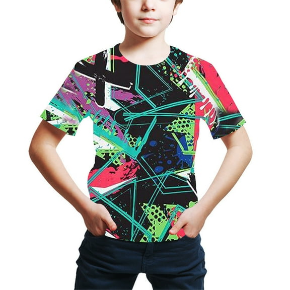 ATOGUTA Boys Athletic Shirts Graphic T Shirt Novelty Kid's Shirts Casual Crewneck Short Sleeve Tops Tees Multicolor, Sizes 4T-16