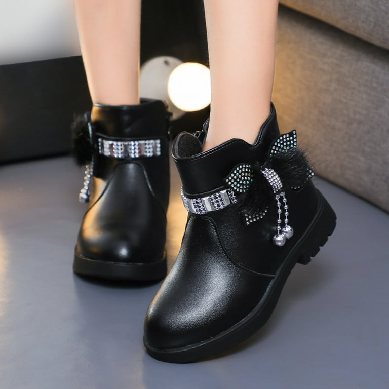 Ladies black top boots size 3