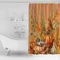 thumbnail image 4 of 54x78 Inch Shower Curtain Decorative Orange Fall Pumpkins Bathtub Bath Curtains Fabric Waterproof Bathroom Decor Thanksgiving Wheat Birds Small Stall Shower Curtain Set with 12 Hooks, 4 of 6