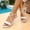 Beige, variant on Women Shoes Wide Width Sandals for Women Summer Roman Strappy Flat Flats Shoes for Women Casual Outdoor Comfort Non Slip Faux Leather Ankle Wrap Sandals Large Size Walking Beach Women's Sandals