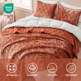 thumbnail image 4 of Regency Heights Velvet Quilt Set, 3-Piece Luxury Bedspread with 2 Shams, Ultra Soft Reversible Microfiber, All Season Lightweight Bedding, Orange, Queen, 4 of 9