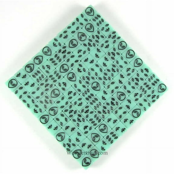 Green Alien Glow in the Dark Dice with Black Aliens D6 16mm (5/8in) Bulk Pack of 100 Koplow Games