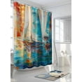 thumbnail image 3 of Abstract Boat Shower Curtain Set ，Waterproof Fabric Shower Curtains Color Oil Painting Minimalist Art Modernism Shower Curtains for Bathroom,Bathroom Decor 36"x72", 3 of 6