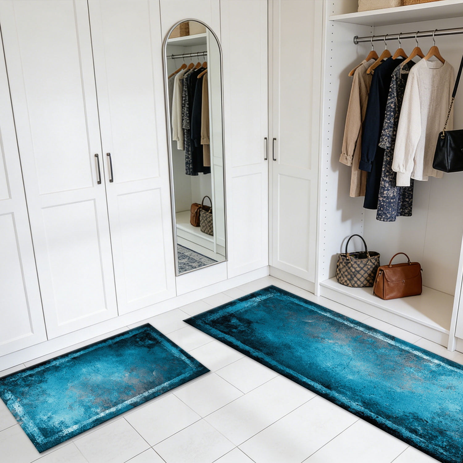 Three-Piece Kitchen Rug Set, Abstract Pattern Kitchen Hallway Rug, Soft And Comfortable, Suitable for Sinks, Floors, Entrances, Hallways, Bathrooms