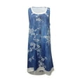 thumbnail image 4 of YANHAIGONG Summer Dresses for Women .2025,Women Mini Dresses for Summer Plus Size Party, Fashion Women's Casual Round Neck Floral Printing A-Line Fake Two-Piece Sleeveless Dress, 4 of 6