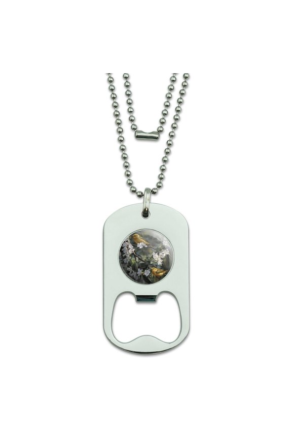 American Yellow Warblers Birds Military Dog Tag Bottle Opener Pendant