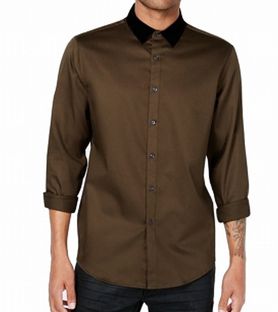 INC - Mens Wren Black Button Down Velvet Collar Shirt XL - Walmart.com ...