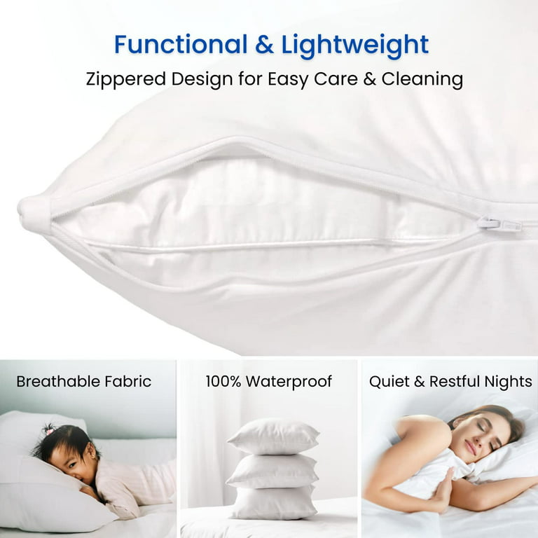 Set of 2 Standard Size SureGuard Pillow Protectors - 100% Waterproof, Bed  Bug Proof, Hypoallergenic - Premium Zippered Cotton Terry Covers - 10 Year  Warranty 