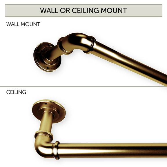 1 inch Pipe Blackout Curtain Rod 48-84 inch - Antique Brass