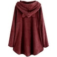 thumbnail image 5 of Fesfesfes Long Hoodie Dress Women Cute Cat Pattern Flannel Shirt Winter Fleece Hooded Dress Plush Tops For Teen Girls, 5 of 5