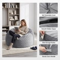 thumbnail image 6 of LOGYAT 3.5ft Bean Bag Chair, Memory Foam Filling, Washable Suede Cover, Reinforced Zipper, for Kids, Teens, Adults, Light Gray, 6 of 7