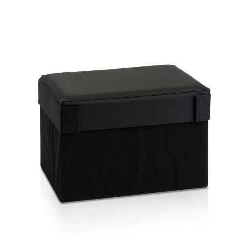 Furinno Oxford 10061R1BK Taburete rectangular plegable con almacenamiento Otomano, Negro Furinno 10061R1BK