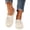 White, variant on Womens Breathable Woven Slip On Mules Decorative Bow Lace Detail Closed Round Toe Comfy Summer Vacation Flats