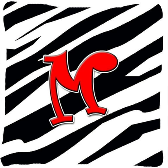 Carolines Treasures  Monogram Initial M Zebra Red Decorative Fabric Pillow