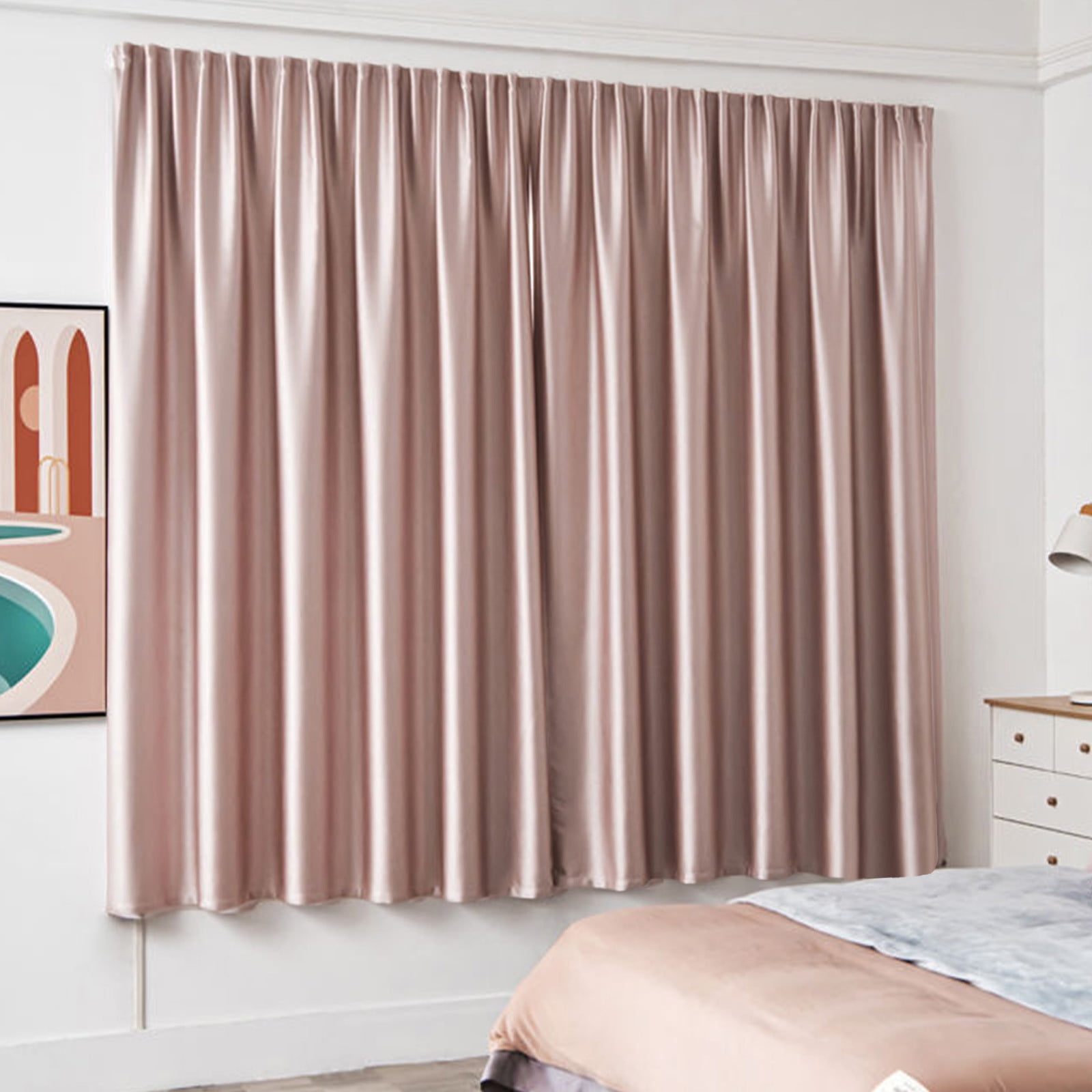 Amvlyk 100 Percent Light Blocking Noise Reducing No Drilling Self-Adhesive Window Curtain Shades For Bedroom - Protection Heat Insulation Soundproofing