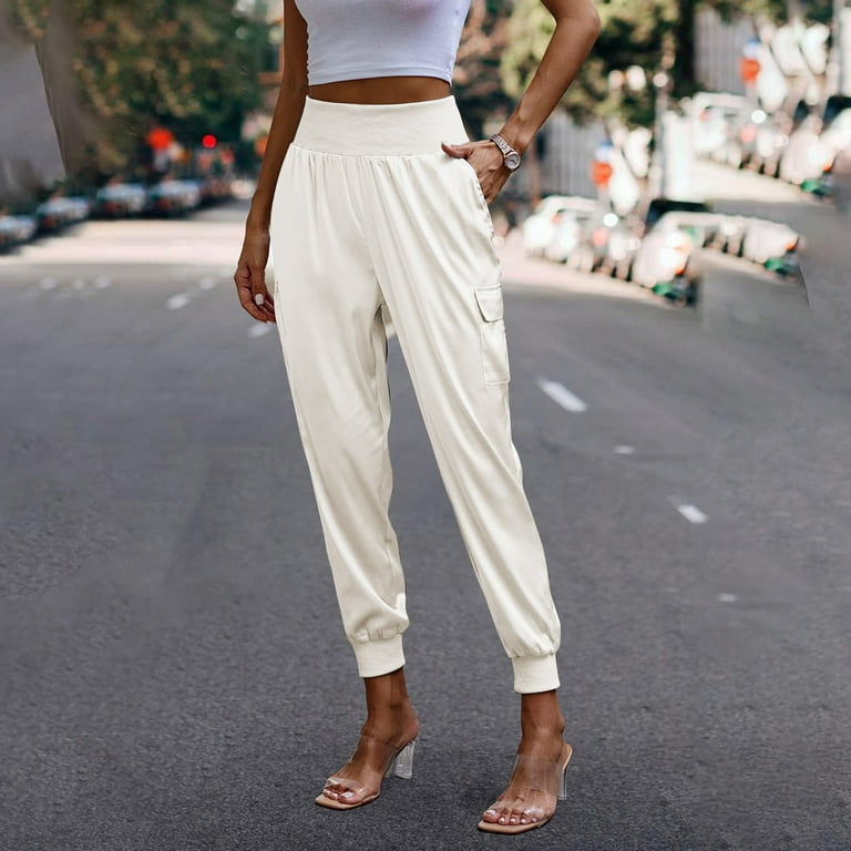 MENSWEAR STYLE SATIN EFFECT PANTS - White