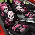 thumbnail image 4 of Chririnla Car Accessories Gothic Skull Pink Bow Tie Print Car Seat Covers for Women Men Durable Front Bucket Seat Cover Protection Universal Fit Trucks SUV Van Car Decor, 4 of 7