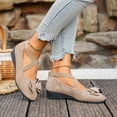 thumbnail image 4 of Rokment Women's Bow Wedge Strappy Ballet Flat for Ladies 2026 Spring Fall Suede Fashion Casual Pointed Toe Low Heel Slip on Dress Shoes C Size 9.5, 4 of 7