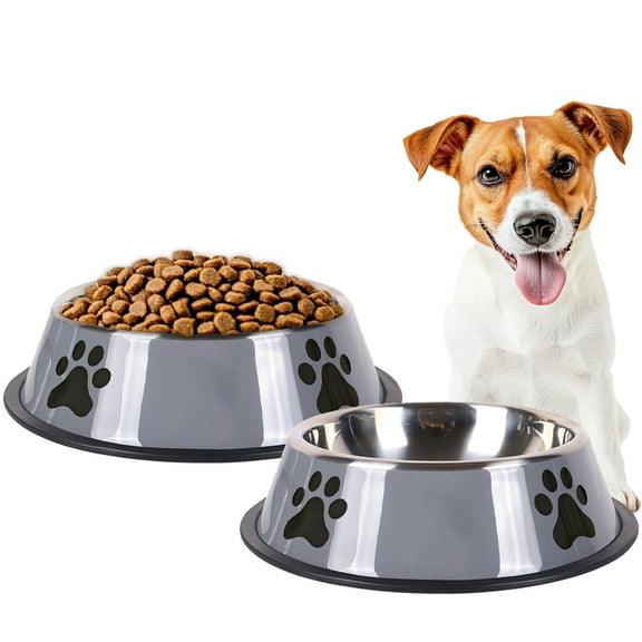 Stainless Steel Dog Bowls Set, Food and Water Non Slip Anti Skid Stackable Pet Puppy Dishes for Small, Medium and Large Dogs (2 Pack)