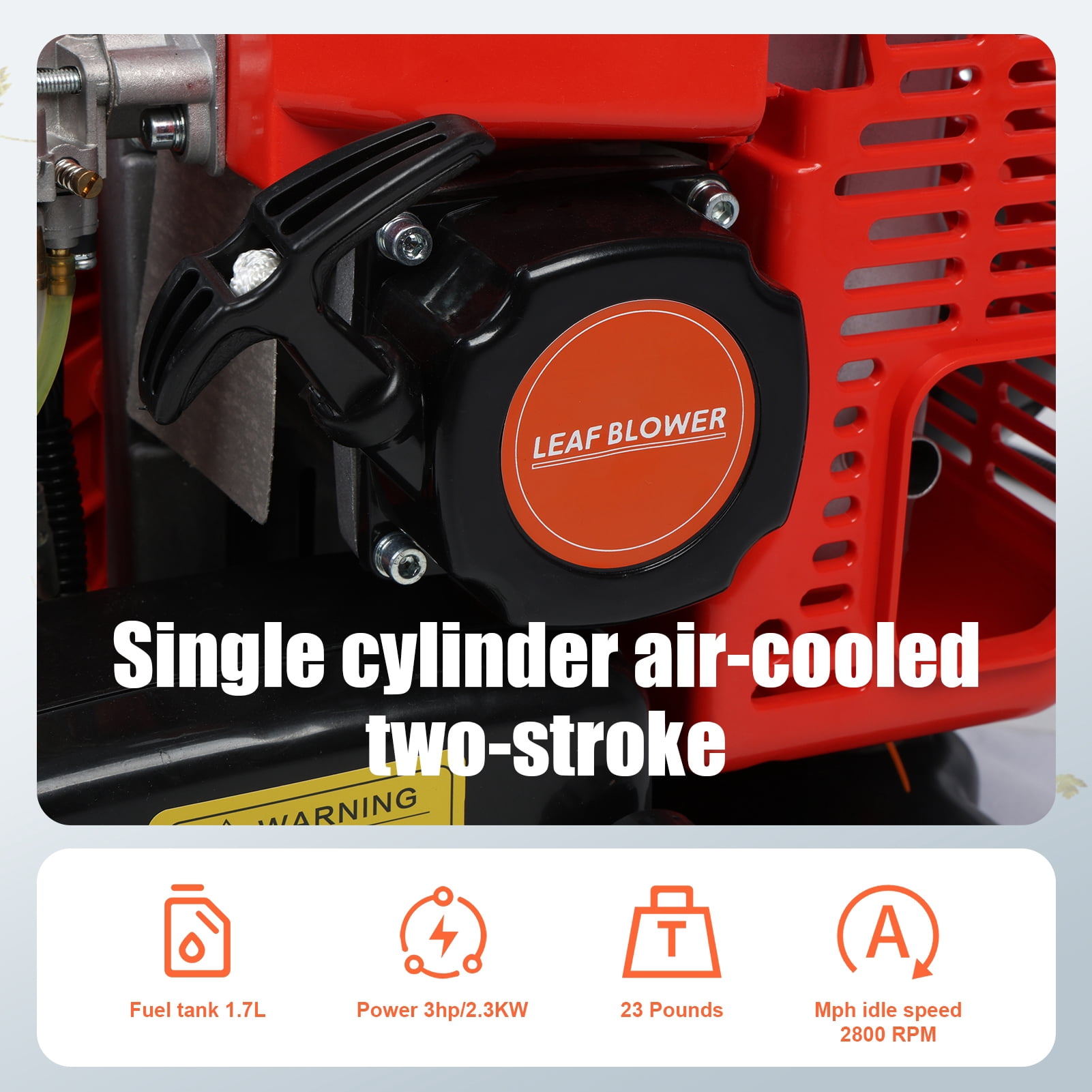 AQMD 63CC Leaf Blower with Backpack, 2-Stroke Cordless Leaf Blowers for Lawn Care, 665CFM Gas Snow Blower with Extention Tube for Home Blowing Leaf, Snow Blowing, Dust (Red)