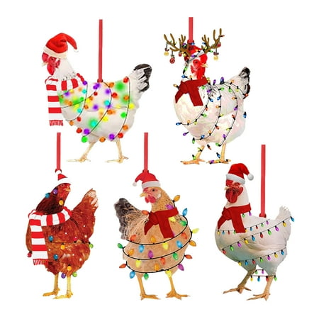 

Christmas Pendant Color Print Rooster Pendant Christmas Tree Ornament Pendant Party Party Decoration Wood Chips Small Beads Garland Bead Garland Decorations Cow Swinging Car Ornament Hanging Glass