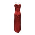 thumbnail image 4 of Baqcunre Ladies Simulated Silk Sleeveless Back Strap Side Slit Long Suspender Dress Maxi Dress Formal Dress Party Dress For Women,Women Clothing Womens Dresses,Color Red,Size XL, 4 of 6
