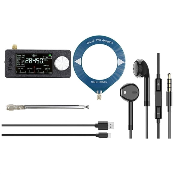Mini Receptor de Radio SI4732, Radio Portátil para Transmisión de Banda , Control ESP32-S3, con Antena de Bucle y Auriculares.