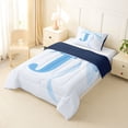 thumbnail image 2 of Manfei Romantic Dreamy J Personalized Initial Twin Comforter Sets 3-Piece for Girls Kids,Teens Women Kawaii Bow Tie Letter Bedding Set,Navy Blue Reversible,Lightweight Room Decor, 2 of 6