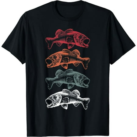 Retro Vintage Bass Fishing Fisherman Father s Day Gift Men T-Shirt Black
