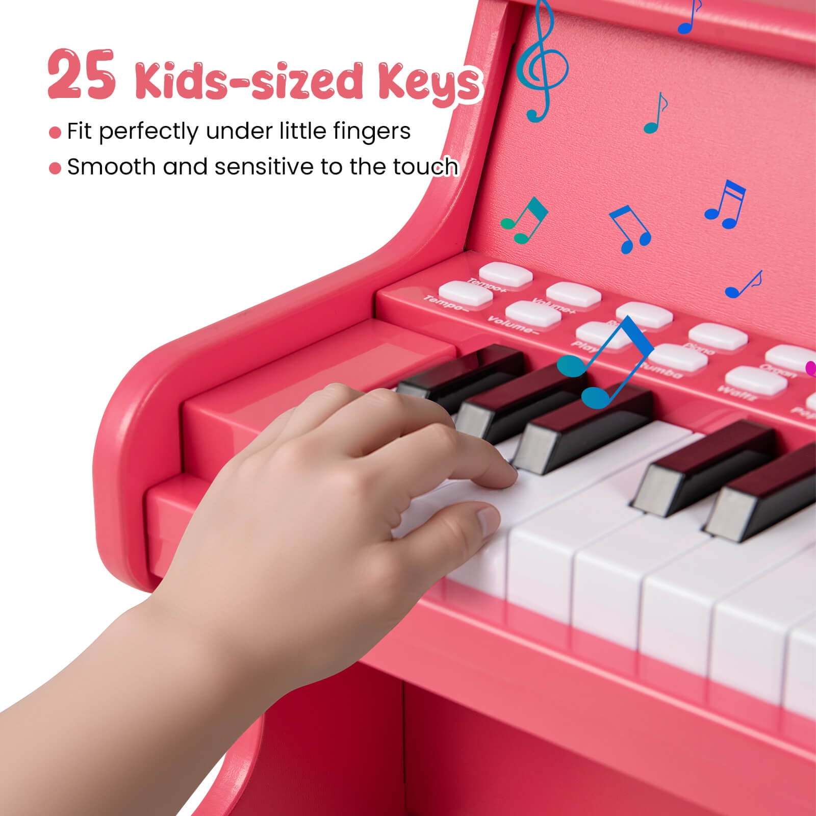 Infans 25 Keys Digital Piano w/Music Stand, Teaching Mode, Lighted Keys, 6 Instruments