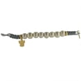 thumbnail image 2 of 18K Solid Yellow Gold Angel and pearls Light Grey Macrame bracelet., 2 of 3