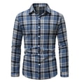 thumbnail image 4 of Juesizh Flannel Plaid Shirt for Men Button Down Lapel Jacket Fashion Casual Long Sleeve Fall Winter Shirts, S-2XL, 4 of 8