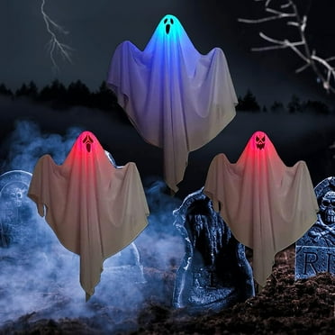 Halloween Hanging Ghosts Decorations,Cute Flying Ghost for Front Yard Patio Lawn Garden Outdoor Tree Décor ,Light Up Ghost Decorations with LED Lights,Halloween Decorations for Indoor