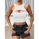 thumbnail image 2 of Camiseta sin mangas con corte informal para mujer, Top ajustado sin mangas de punto acanalado con cuello redondo para verano, 2 of 6
