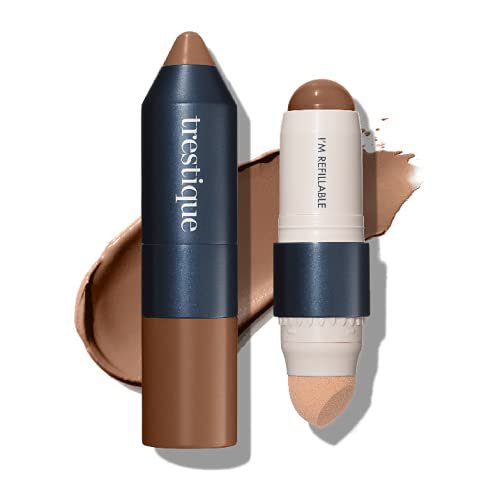 trestique Foundation Stick Base de maquillaje en barra recargable con esponja de base incorporada Clean Beauty Base de media Maquillaje de base sostenible