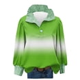 thumbnail image 4 of St. Patrick's Day Sweatshirt for Women Glitter Clover Graphic Ribbed Collared Long Sleeve Relaxed Fit Festive Holiday Clothes Top, 4 of 7