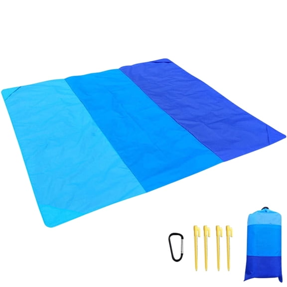 Ogetok Waterproof Outdoor Picnic Blanket with Windproof Stakes Large 79x83 Inch Three Color Beach Mat for Camping Lawn Tent Easy to Carry and Storage