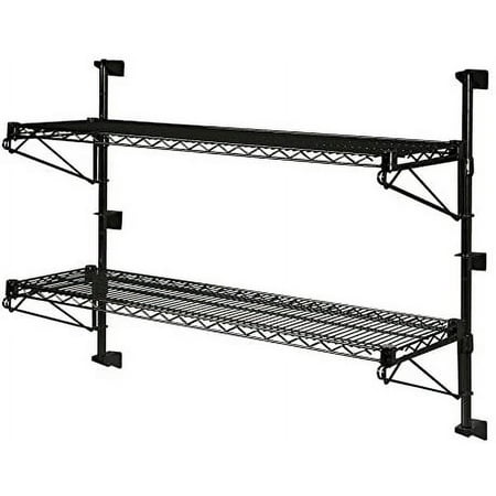 

24 Deep x 54 Wide x 24 High Adjustable 2 Tier Black Wall Mount Shelving Kit