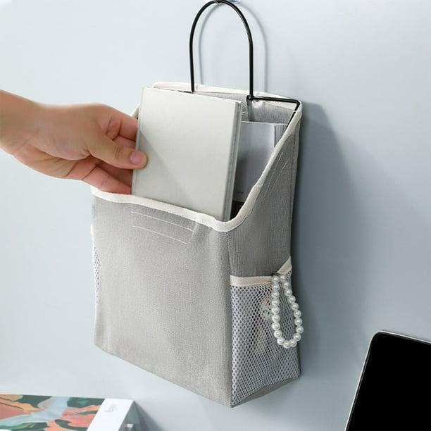 Organizador de pared, bolsa colgante, tela de almacenamiento, lino y algodón, para dormitorio, bolsa colgante de pared, organizador de muebles, para oficina, organizador de bolsas pequeñas,