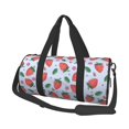 thumbnail image 2 of Xecao Strawberries print Round Travel Duffel Bag is a foldable gym bag with an inner pocket, perfect for travel sports, 2 of 8