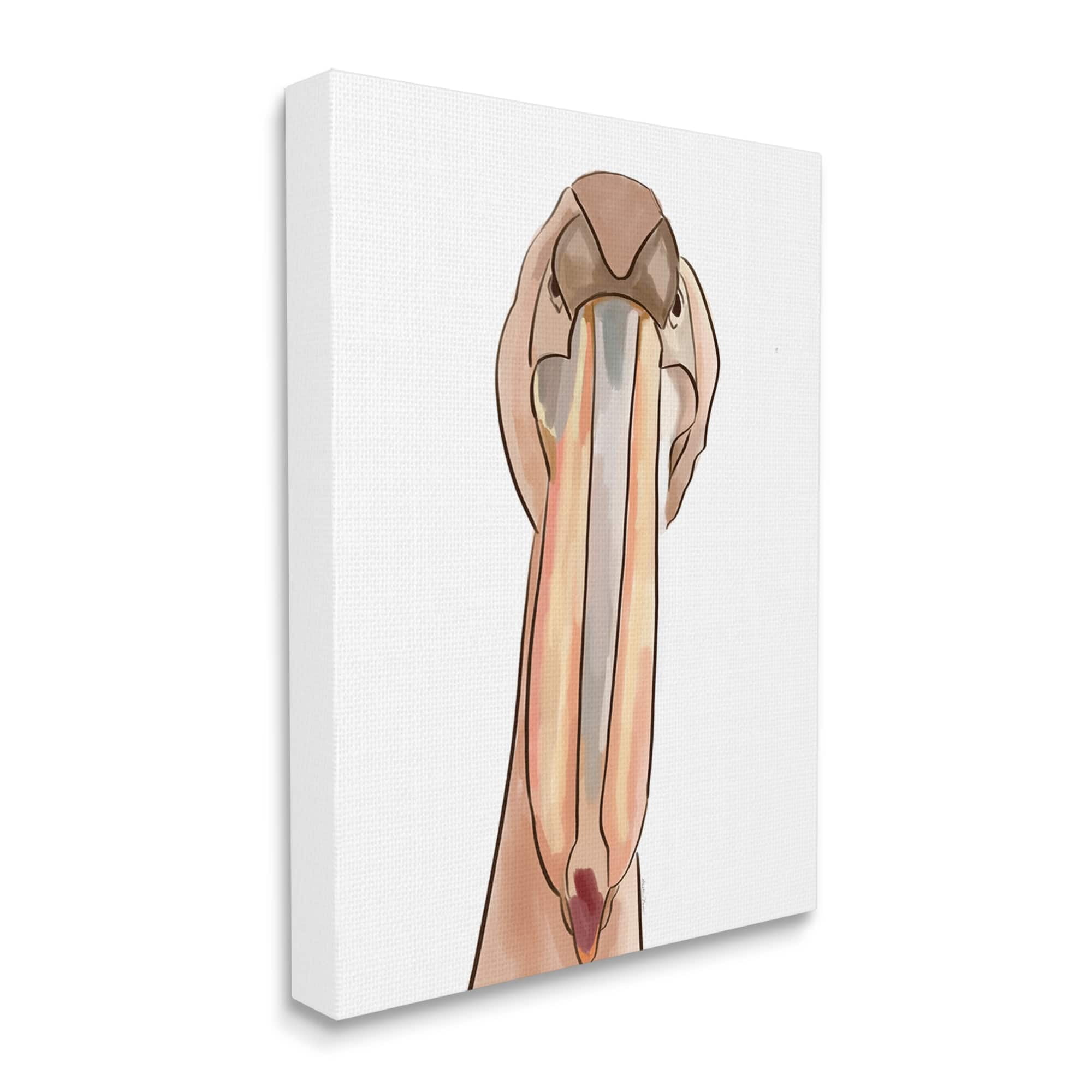 Stupell Industries Pelican Portrait with Long Beak Coastal Painting Gallery Wrapped Canvas Print Wall Art
