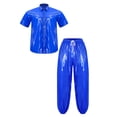 thumbnail image 4 of vastwit Men Plastic Oversized Shirts Pants Set Waterproof Two-piece Outfit Sweat Suit Jogging Sportswear Royal Blue XL, 4 of 7