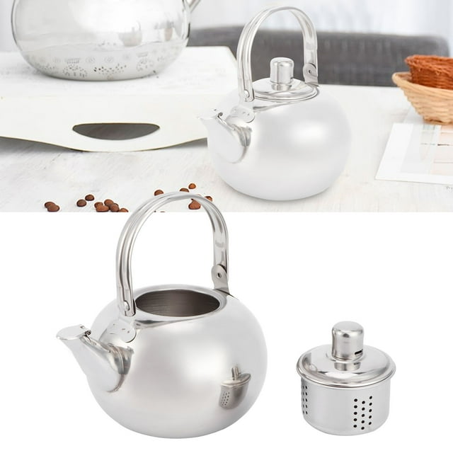 Tetera, tetera de acero inoxidable de grado alimentalficio, pico cortomotina, tetera de acero inoxidable, tetera de acero