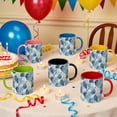 thumbnail image 2 of Taza de cerámica geométrica azul y blanca fresca  Taza de café de gran capacidad de 11 oz for el hogar y la oficina  Diseño de bloques de color Morandi, 2 of 4