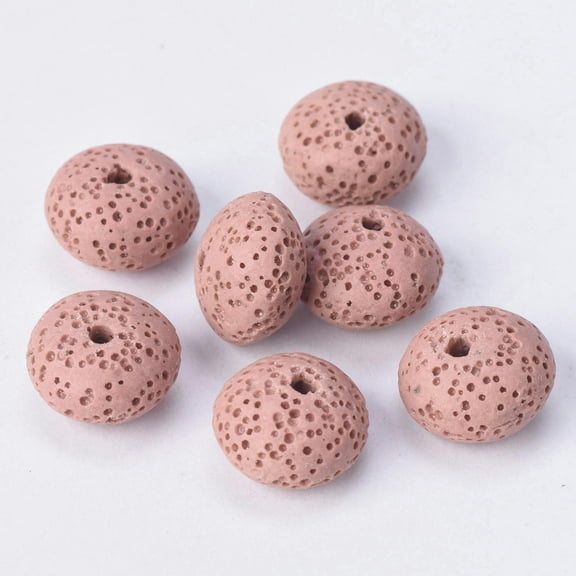 U8MO Natural Volcano Lava Stone 5x8mm 6x10mm Rondelle Loose Crafts Beads DIY Jewelry-5x8mm 38pcs-Pink
