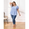 thumbnail image 2 of DARING DIVA Women's Plus Floral Tie Neck Blouse with Ruffle Sleeve 1X Sky Blue, 2 of 6