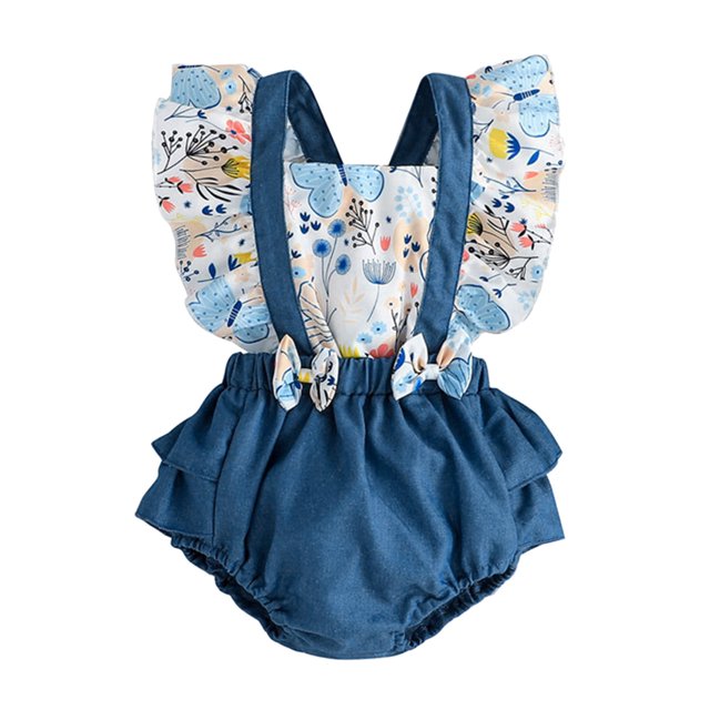 Gibobby Ropa Para Bebe sin mangas con estampado de mariposas para niñas pequeñas, ropa para niños(Azul, 12-18 Meses)