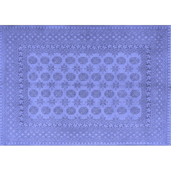 Ahgly Company Machine Washable Indoor Rectangle Persian Blue Traditional Area Rugs, 6' x 9'